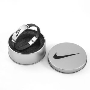 Nike Men's Silicone Rubber Bracelet With Silver Metal Container